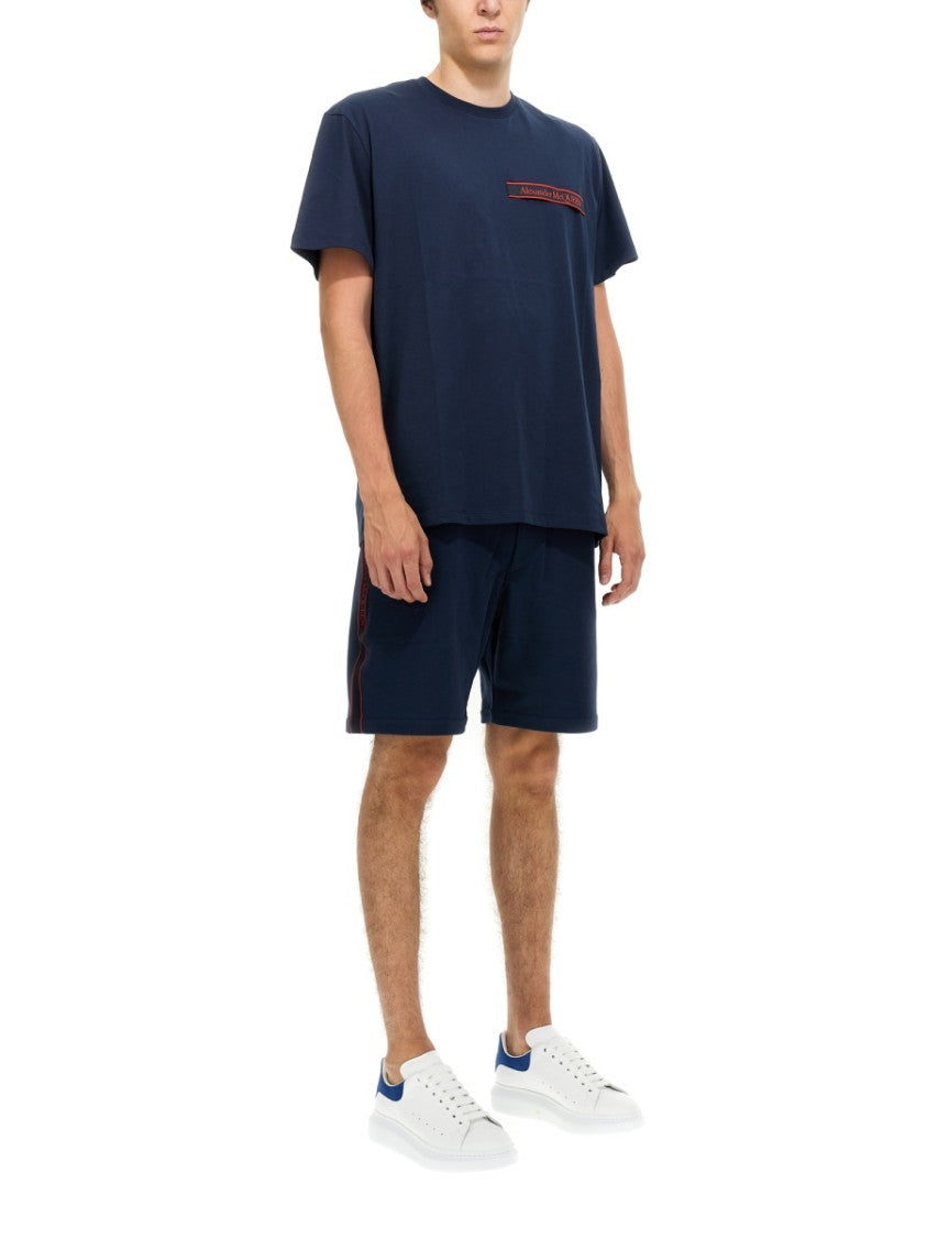 Alexander Mcqueen Bermuda Shorts With Selvedge Logo Band