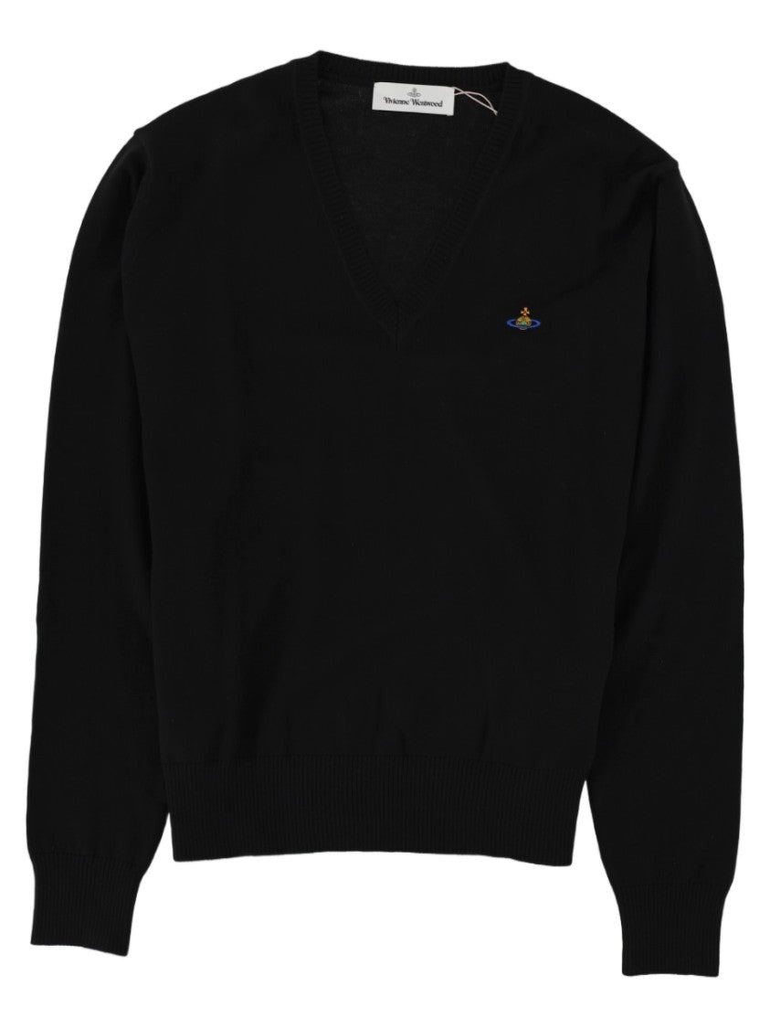 Vivienne Westwood Mark Ribbed V-Neck Cotton-Blend Knit Sweater