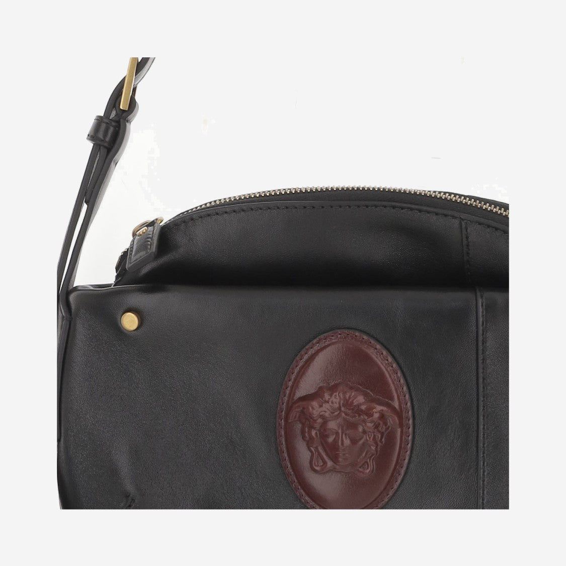 Versace Leather Shoulder Bag With Medusa Logo