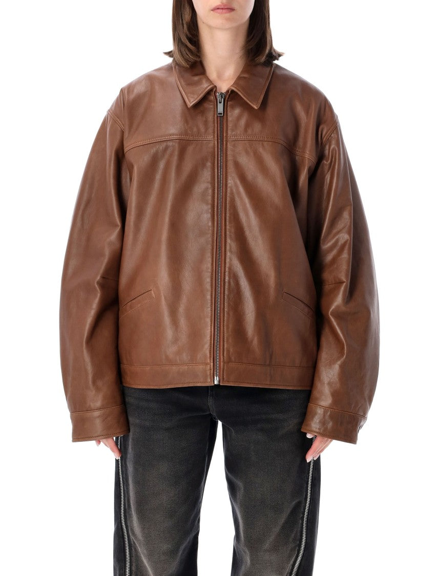 Haikure Jocelyn Boxy Cropped Leather Jacket