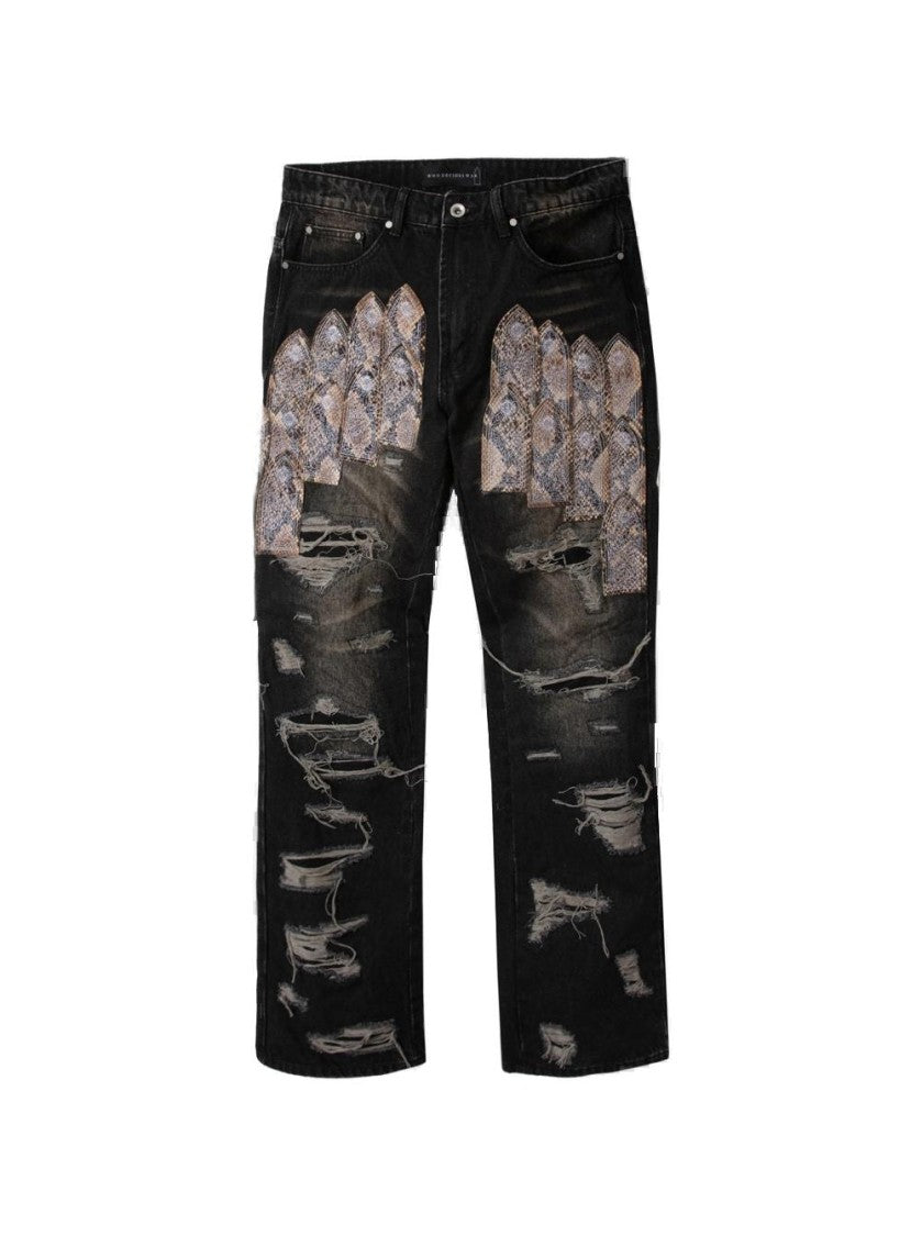 Who Decides War Patched Arch Mocha Jeans - Chestnut