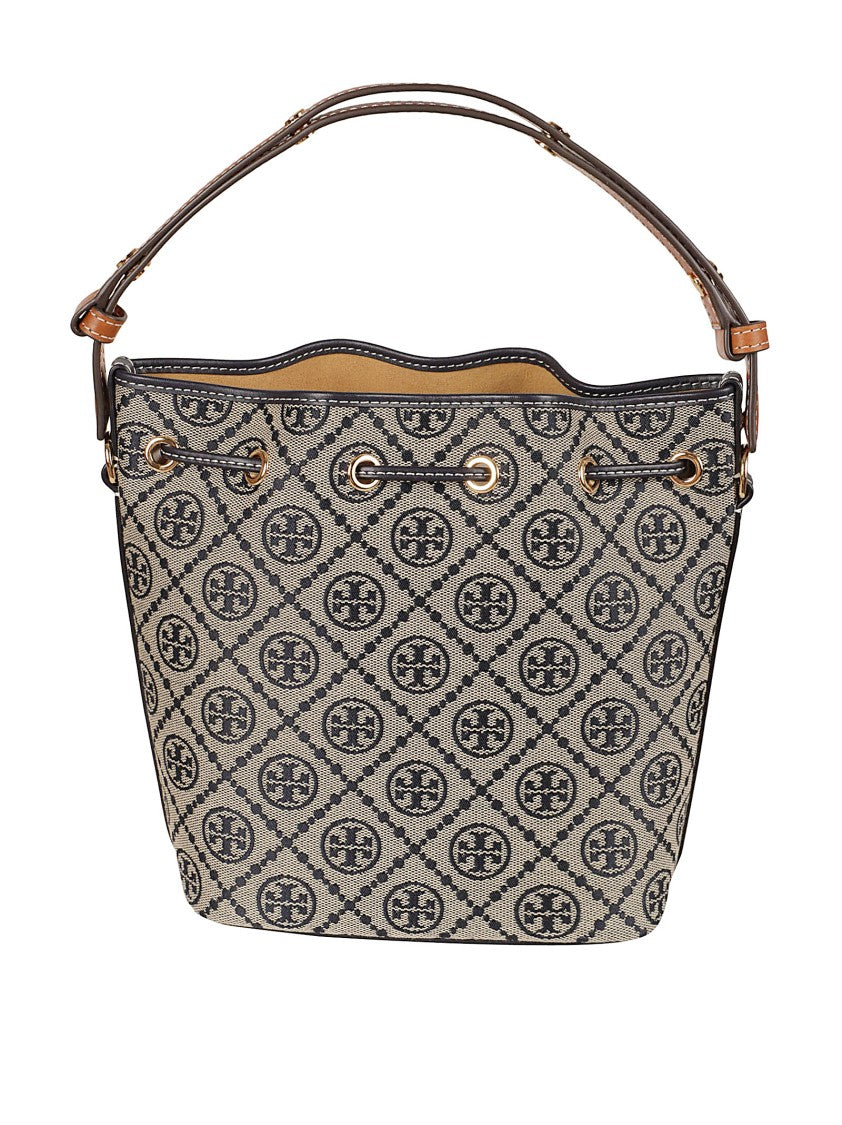Tory Burch Structured Bucket Bag With Distinctive Pattern