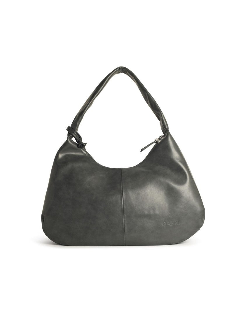 Ganni 'Bou Xxl' Grey Leather Blend Bag