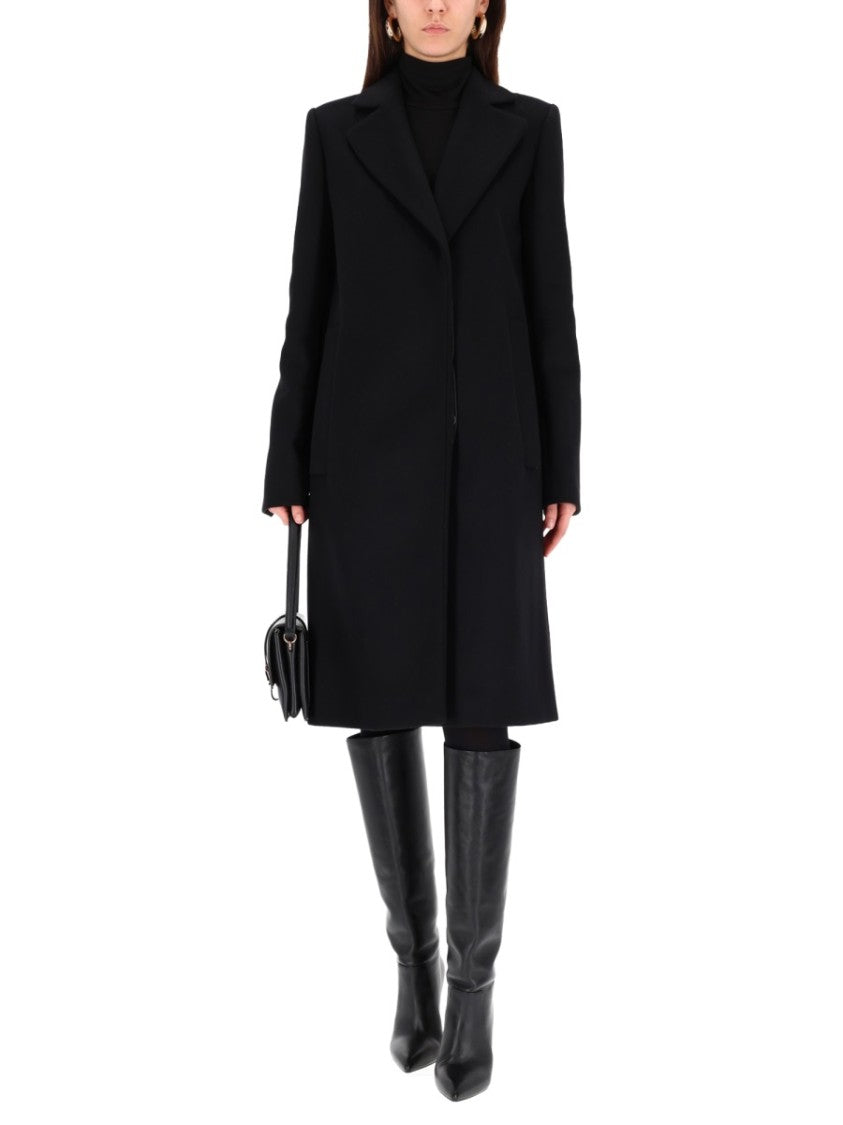Sportmax Ala Tailored Wide Lapel Virgin Wool Coat