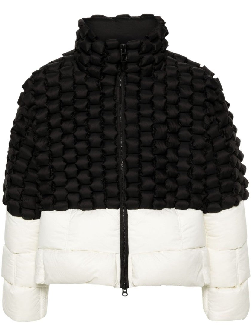 Raxxy Cropped Black And White Nylon Jacket
