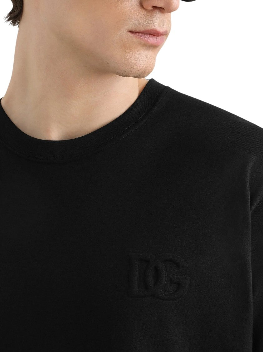Dolce & Gabbana Relaxed Fit T-Shirt With Embossed Logo And Crew Neck