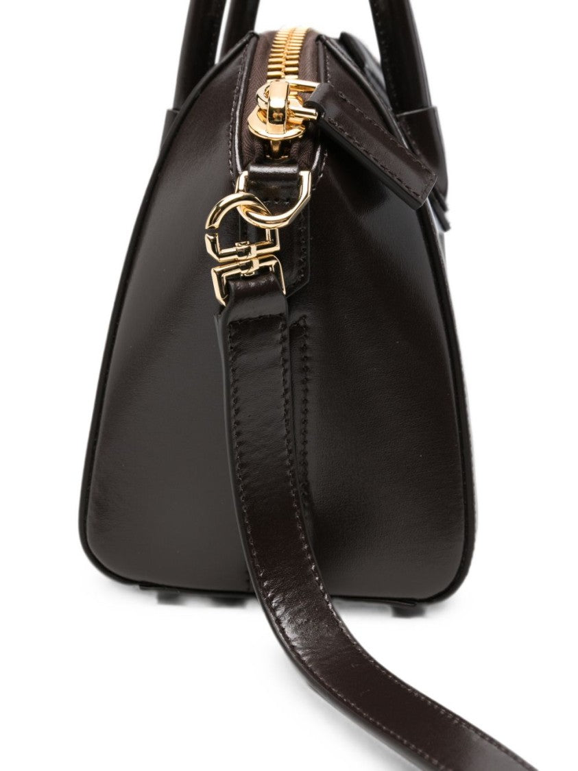 Givenchy Brown Structured Gold-Tone Hardware Handbag