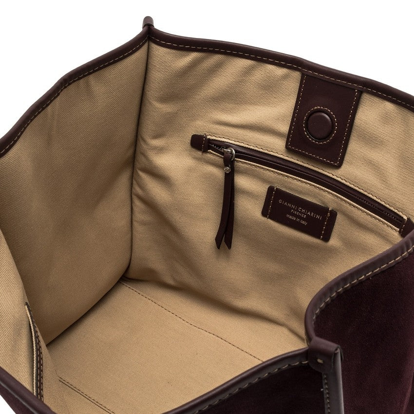 Marcella Amarone Suede Handbag With Leather Detailing