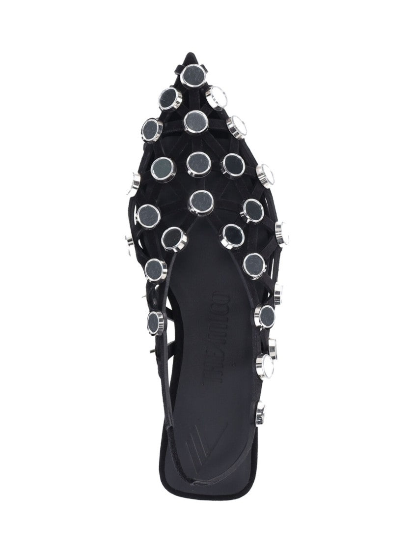 The Attico "Grid" Slingback Ballerinas With Studs – Black