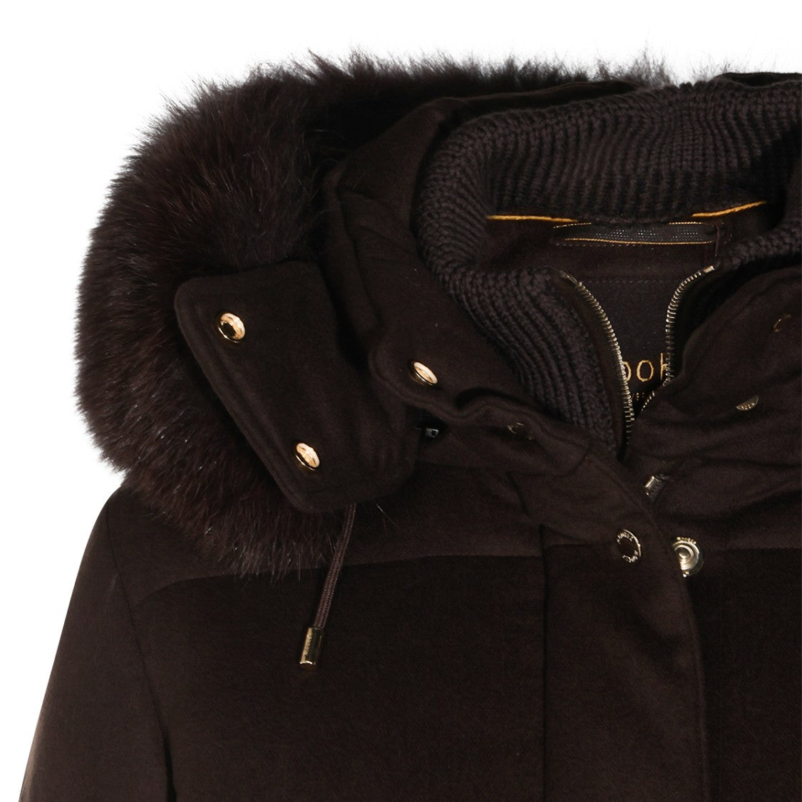 Moorer Chocolate Puffer Down Jacket With High Neck