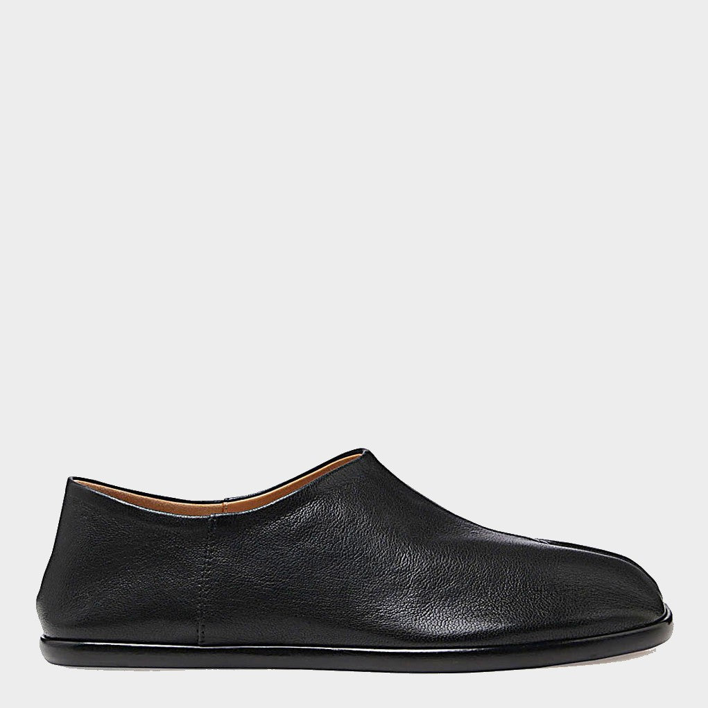 Maison Margiela Black Leather Flats With Split-Toe Detail