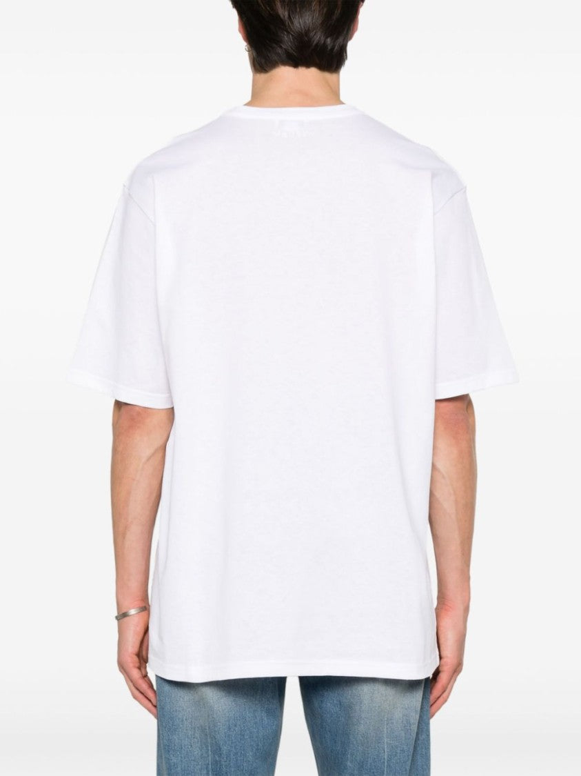 Alexander Mcqueen White T-Shirt With Embroidered Logo And Artistic Detail