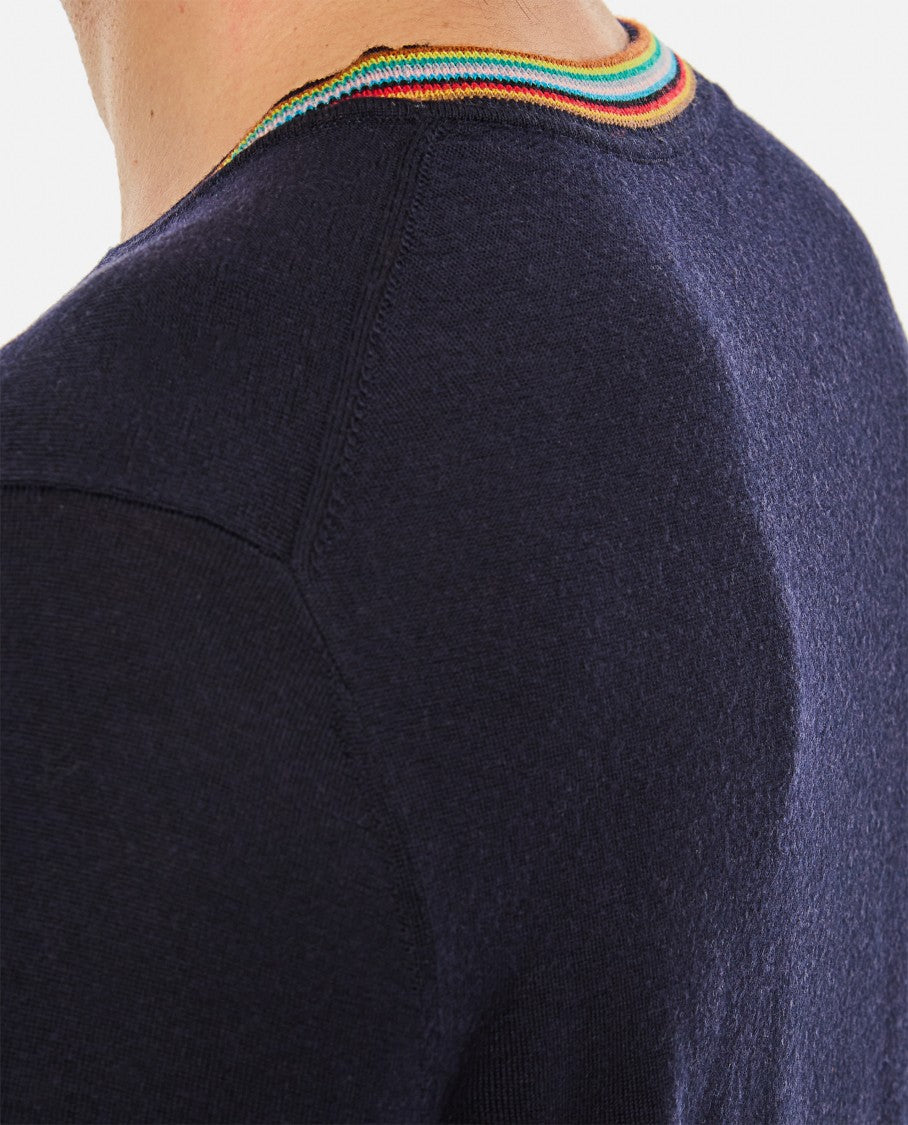 Paul Smith Multicolored Ribbed Trim Crew Neck Sweater