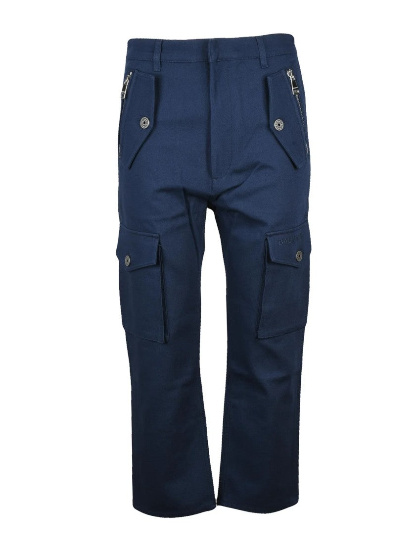 Balmain Blue Cotton Cargo Jeans