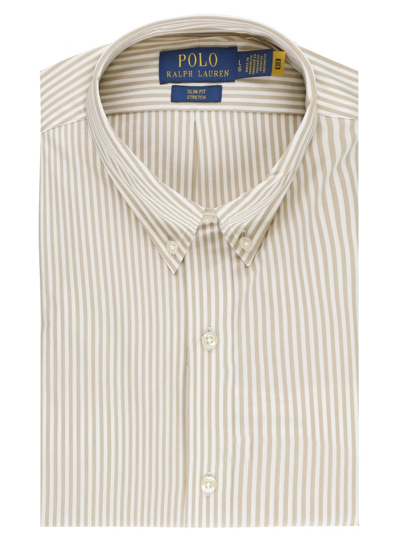 Polo Ralph Lauren Beige Pony Striped Cotton Shirt