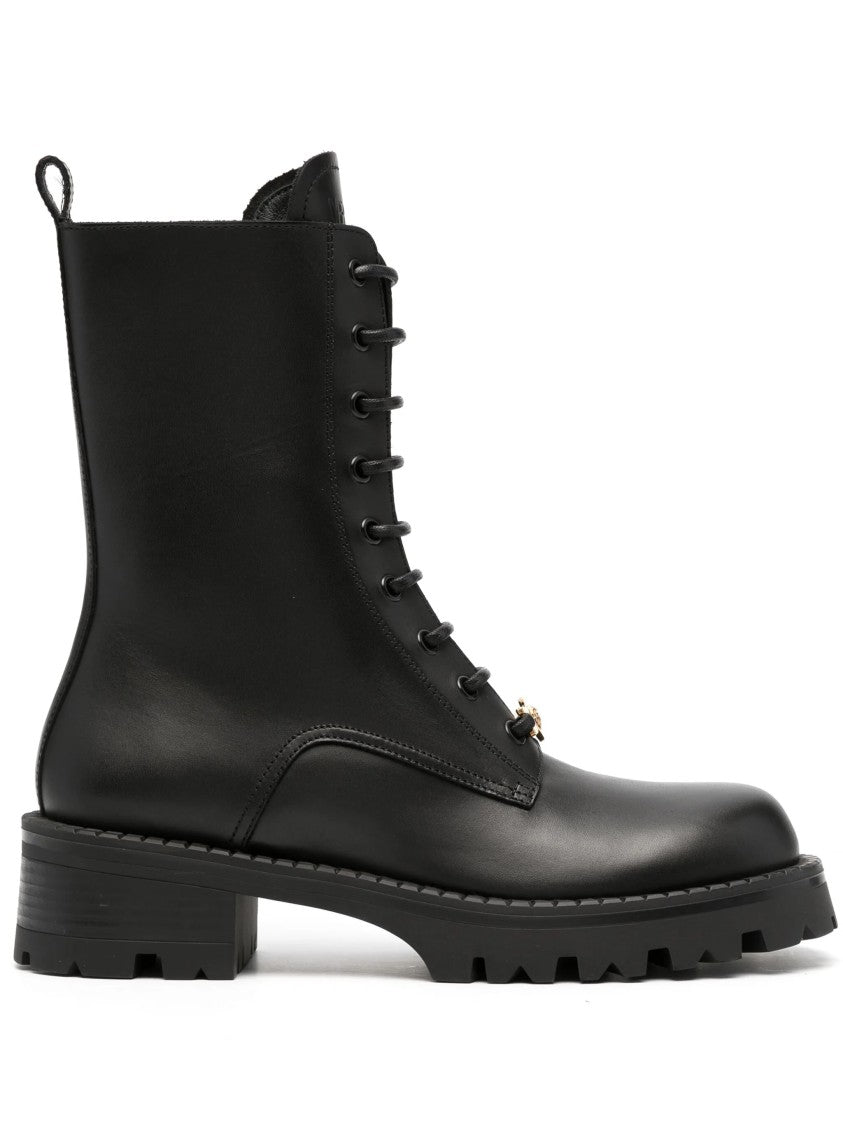 Versace Calf Leather Ankle Boots With Sculpted Sole