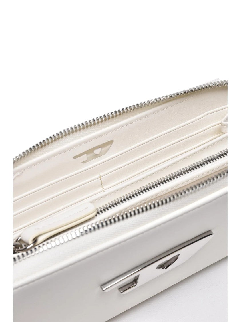 Diesel White Polyurethane Zip-Around Wallet