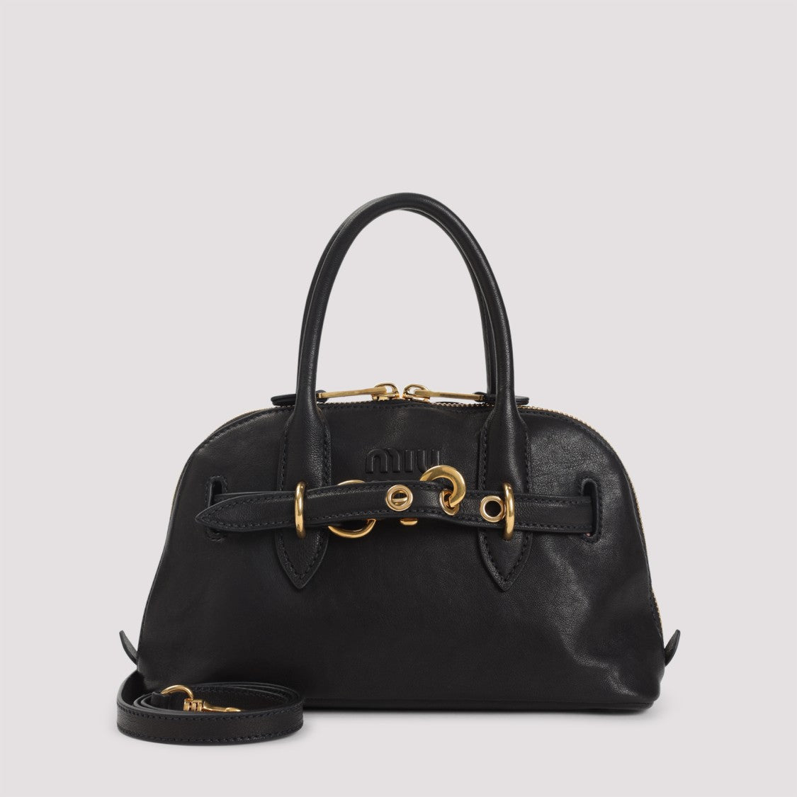Miu Miu Root Black Lamb Leather Handbag