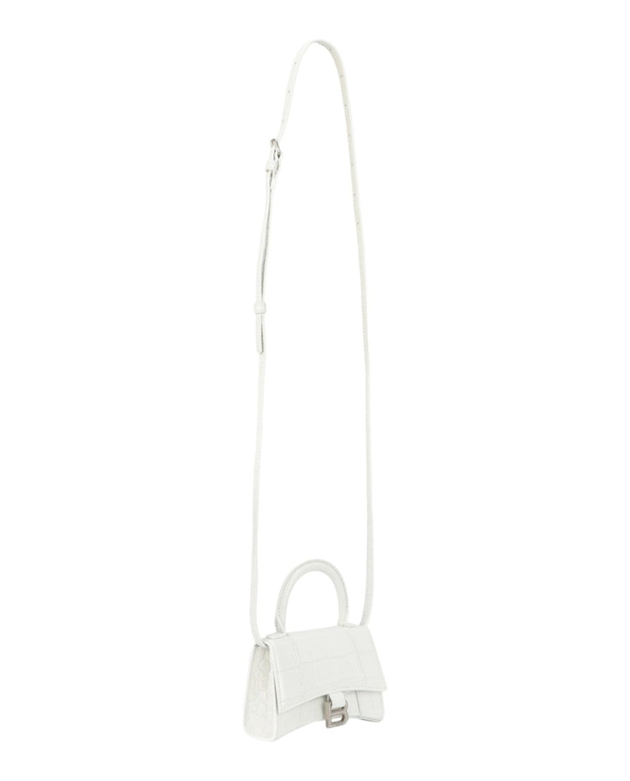 Balenciaga Hourglass Xs Crocodile Embossed Top Handle Handbag