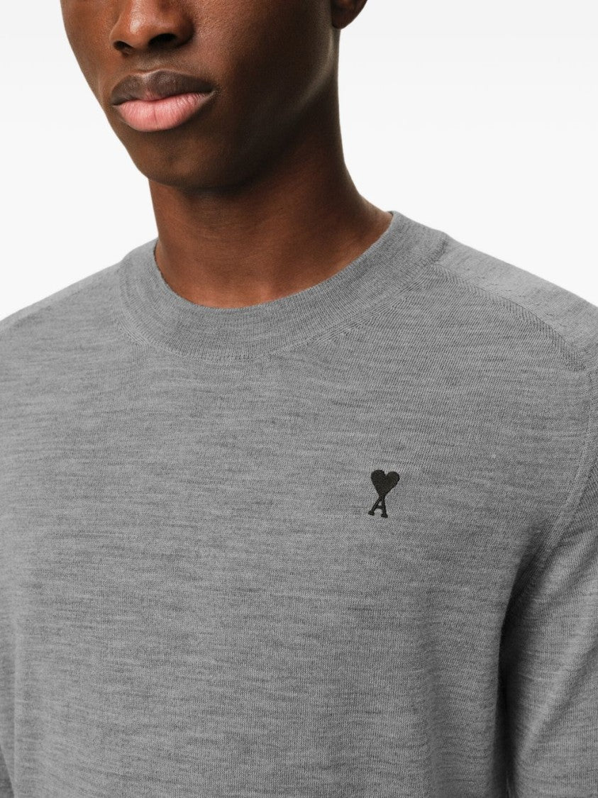 Ami Paris Grey Heather Crew Neck Sweatshirt
