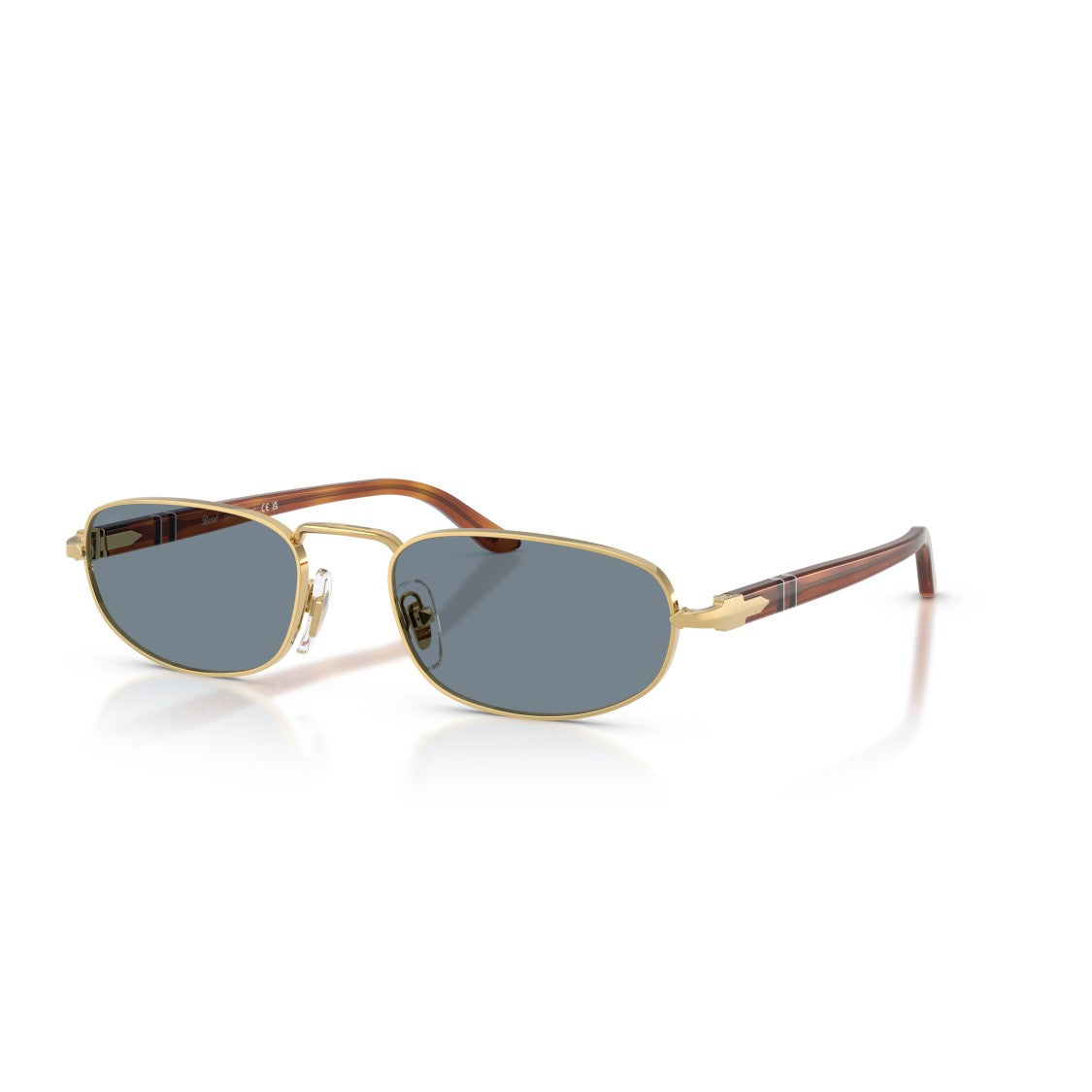 Persol 0Po1028s Rectangular Gold Metal Sunglasses With Tortoiseshell Arms