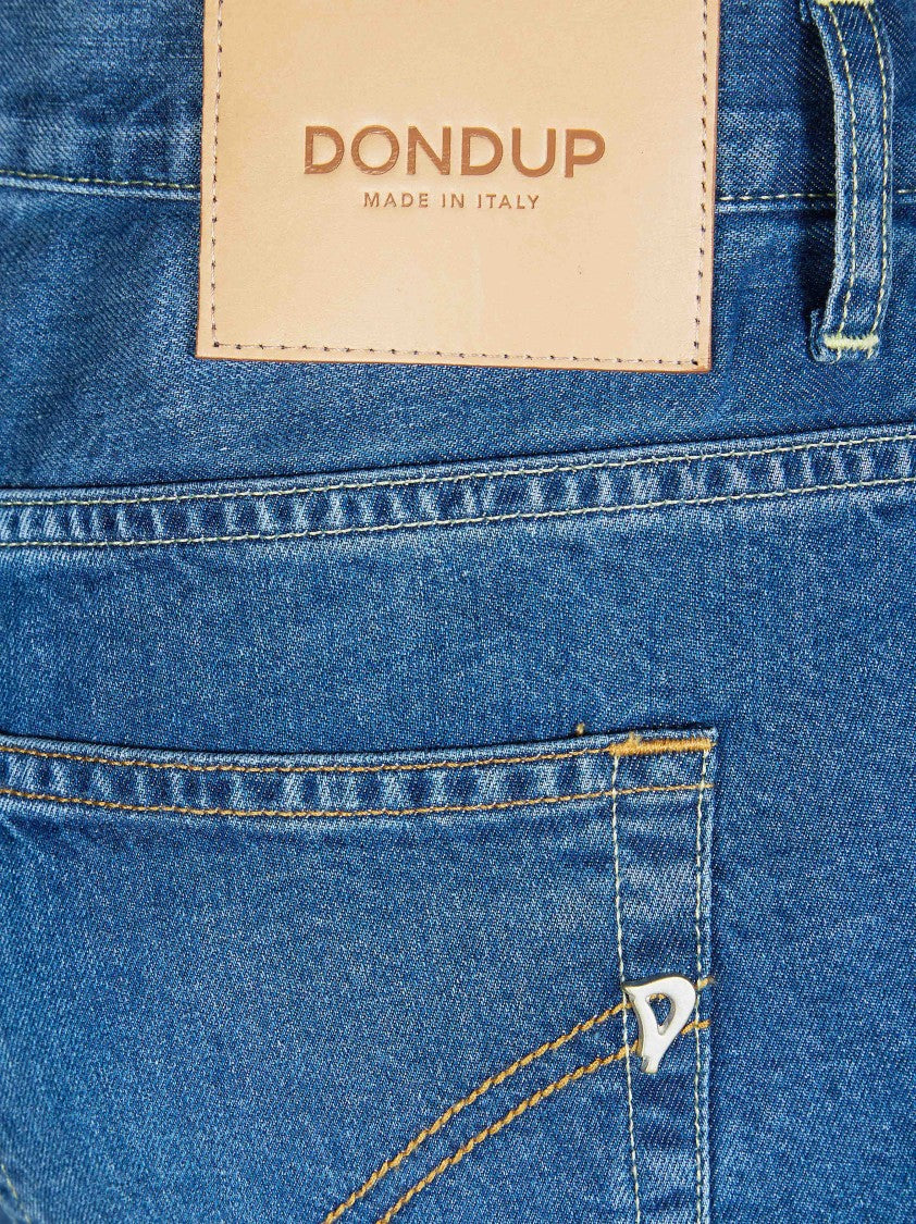 Dondup Medium Blue Whiskered Straight Leg Jeans