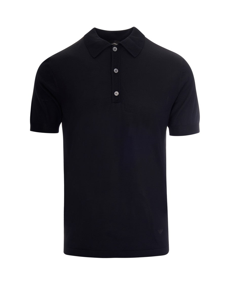 Emporio Armani Simple Knit Polo Shirt With Classic Collar And Fluid Texture