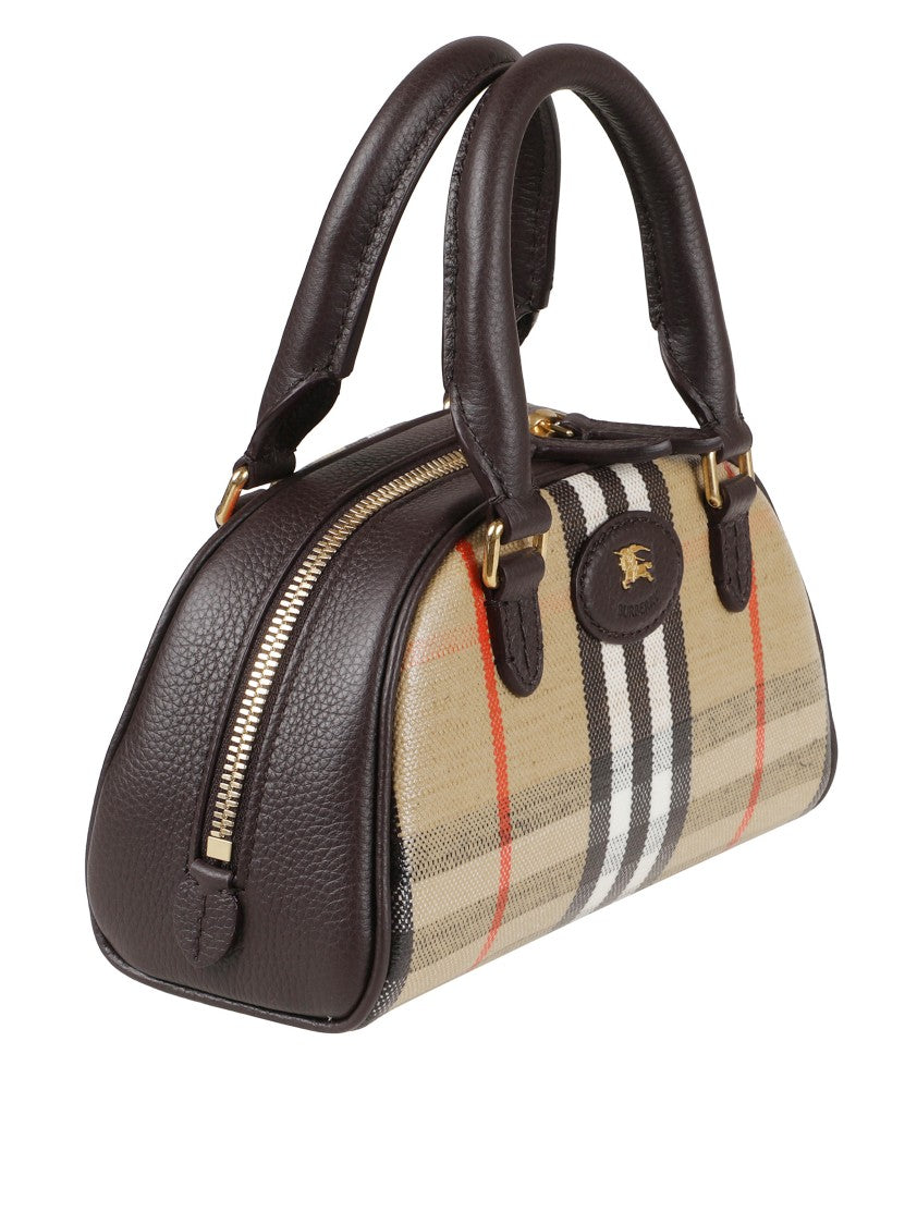Burberry Small Structured Handbag With Classic Beige Check Pattern