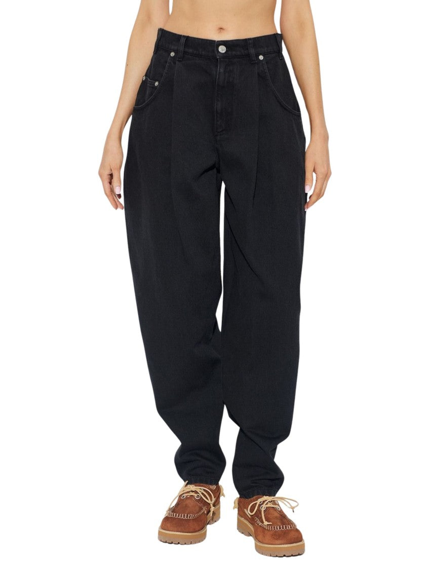 Moschino Tapered High-Waisted Cotton Pants With Pleated Front