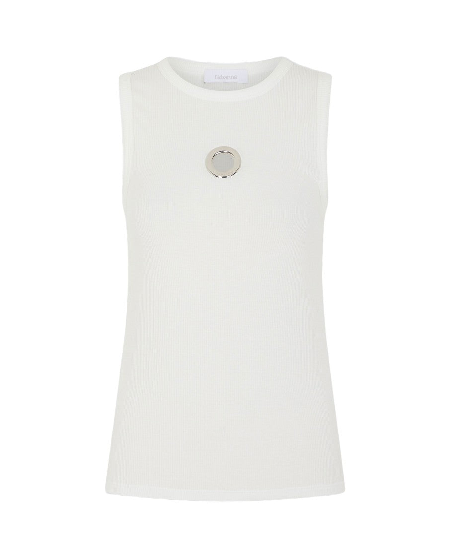 Rabanne Sleeveless Top With Crew Neckline And Metallic Logo Detail