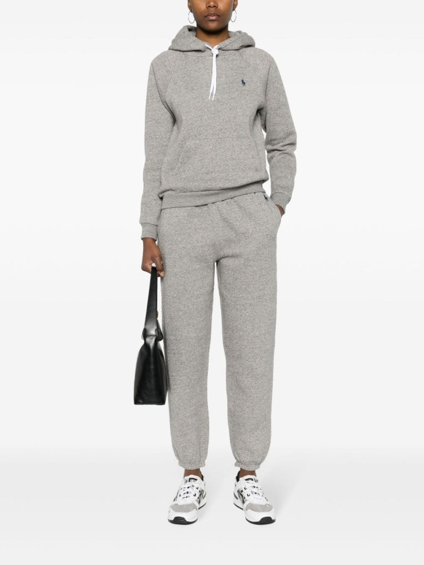 Polo Ralph Lauren Heather Grey Hooded Sweatshirt With Embroidered Detail