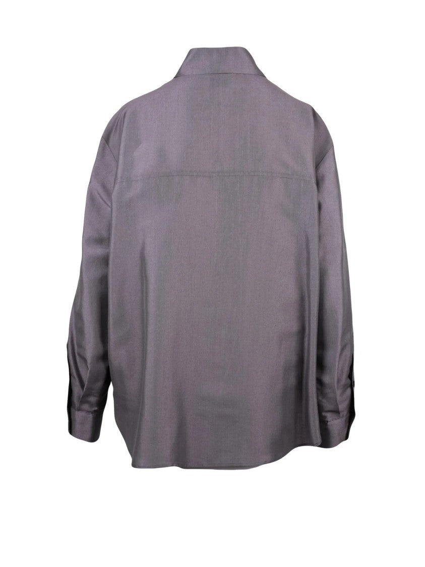 Alysi Grey Lyocell-Blend Fluid Shirt