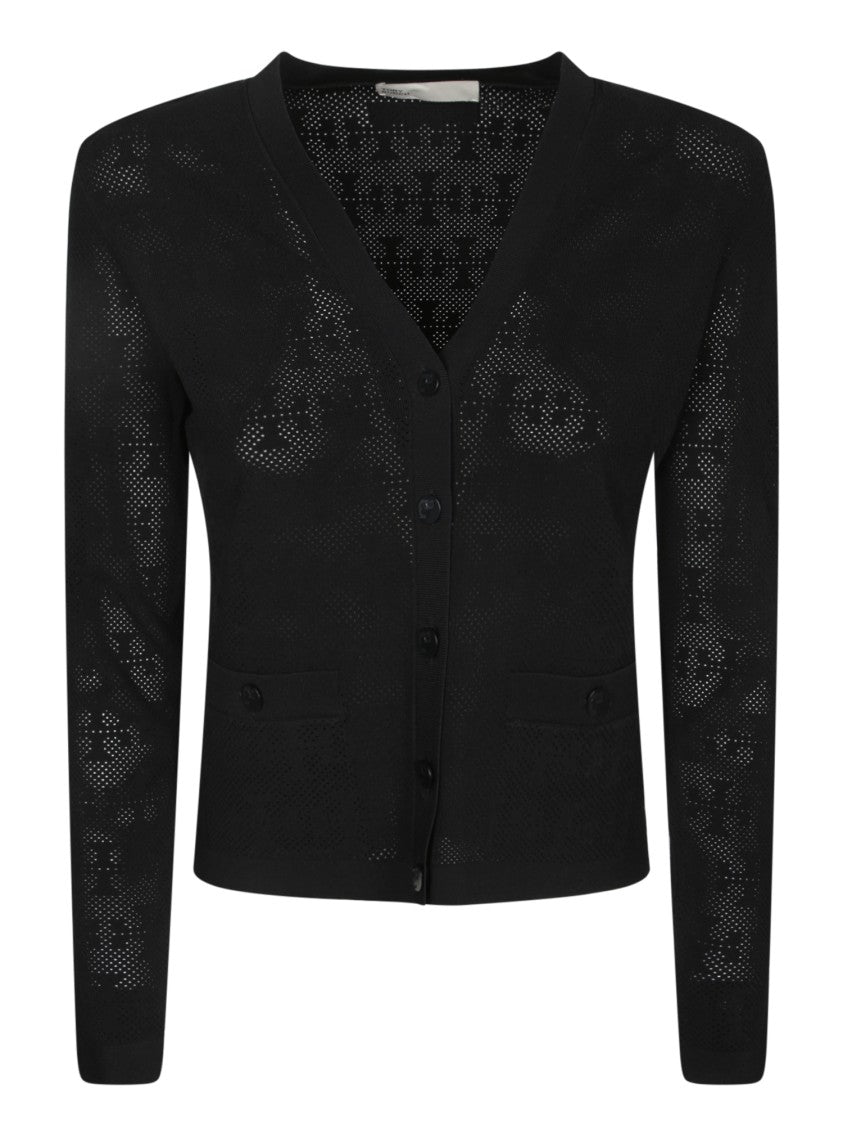 Tory Burch Semi-Sheer Knit Black Cardigan