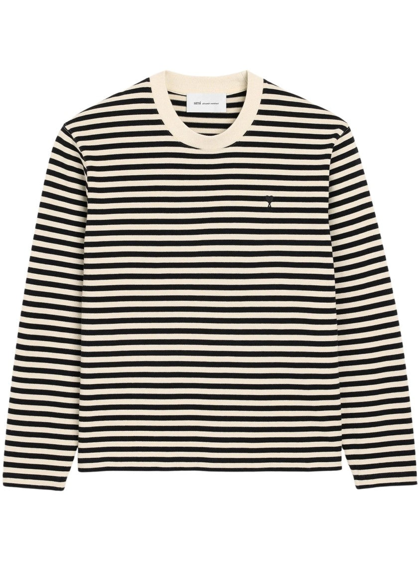 Ami Paris Ami De Coeur Striped Long-Sleeve T-Shirt