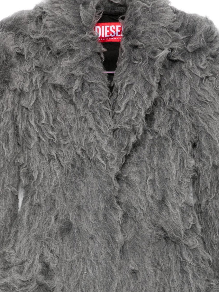 Diesel Textured Fleece Long Coat