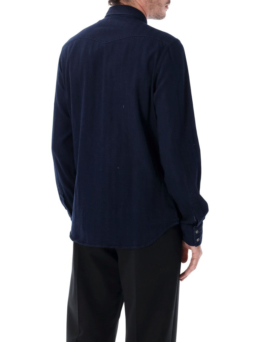 Xacus Tailored Fit Shaped Yoke Snap Western Casual Shirt