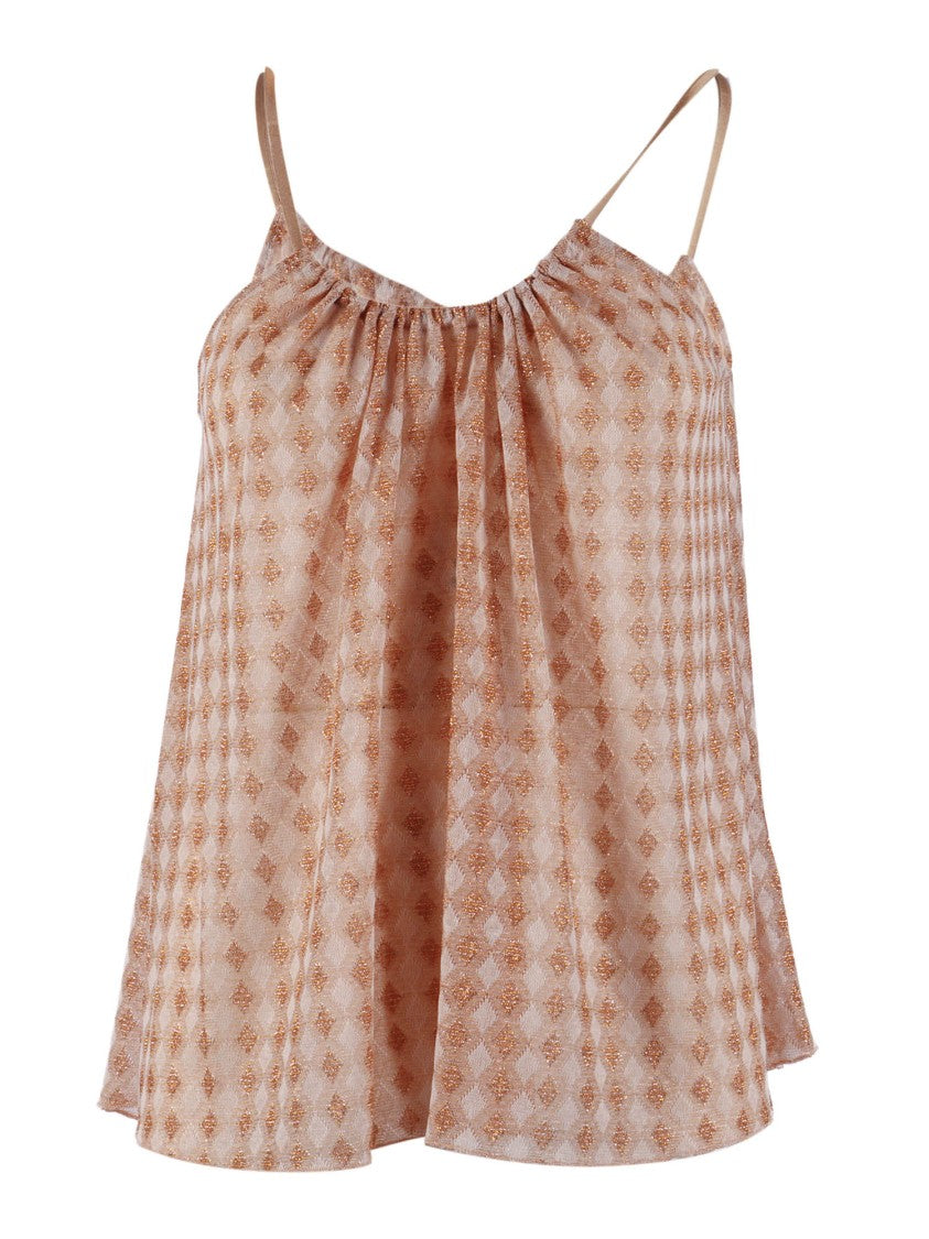 Forte Forte Diamond Jersey Pattern Spaghetti Tank Top