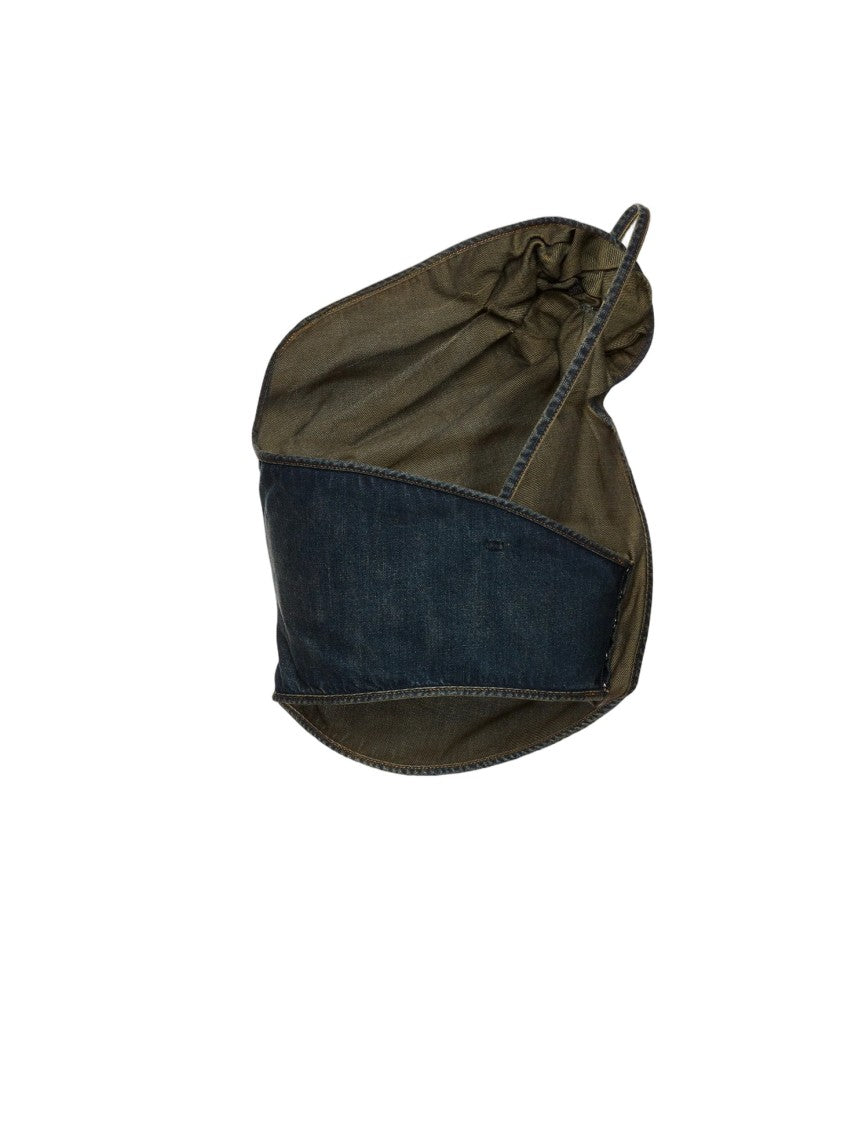 Magda Butrym One-Shoulder Denim Blouse With Draped Silhouette