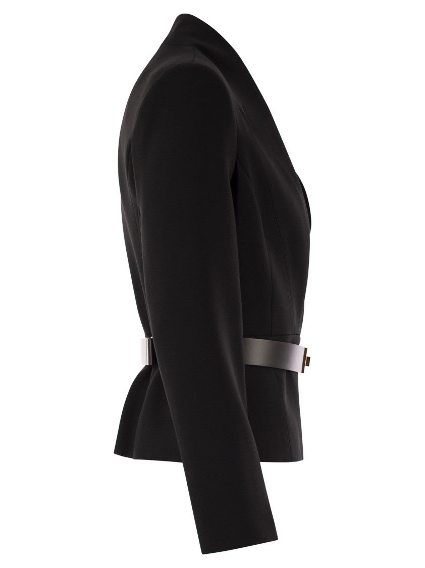 Elisabetta Franchi Crepe Jacket With Satin Lapels
