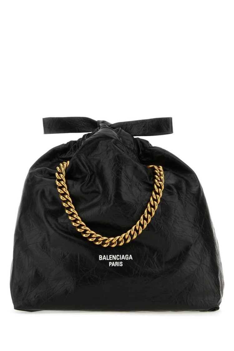 Balenciaga Soft Calf Leather Shoulder Bag With Dual Gold-Tone Chains