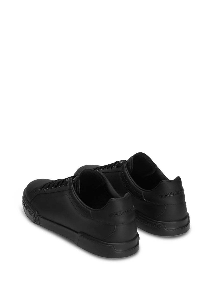 Dolce & Gabbana Minimalist Black Sneakers With Lace-Up Closure