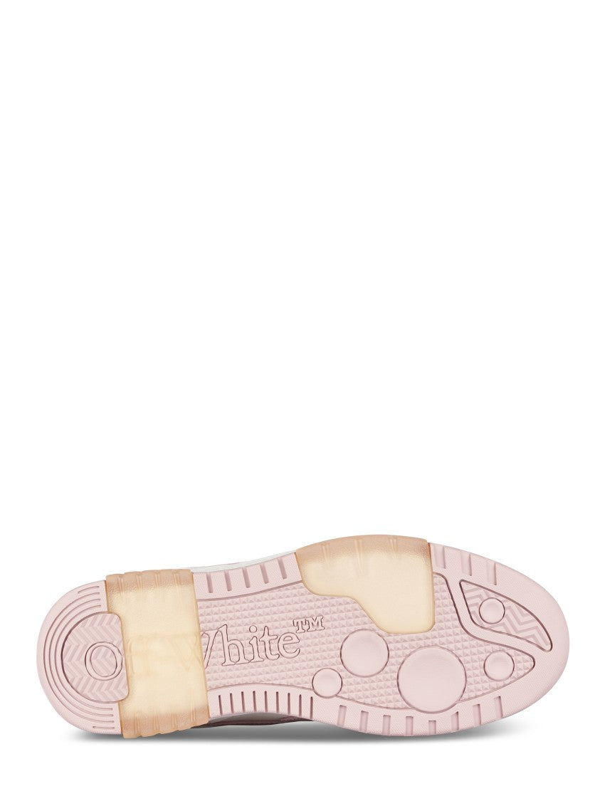 Off-White Low-Top Sneakers With Soft Pink Accents