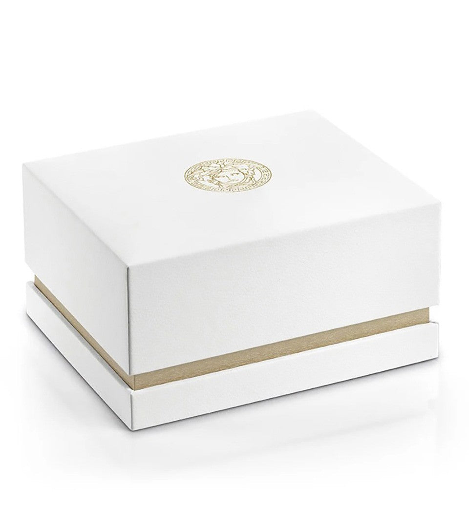 Versace Elegant Black Dial Watch With Medusa Design And Leather Strap