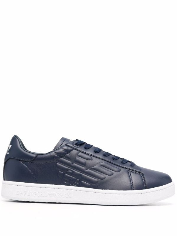 Ea7 Emporio Armani Blue Tennis Dynamic Low-Top Leather Sneakers