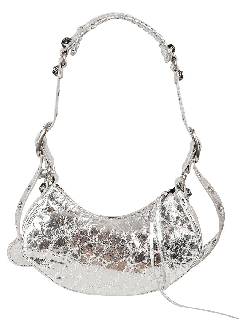Balenciaga Crescent-Shaped Handbag In Crinkled Lambskin Leather