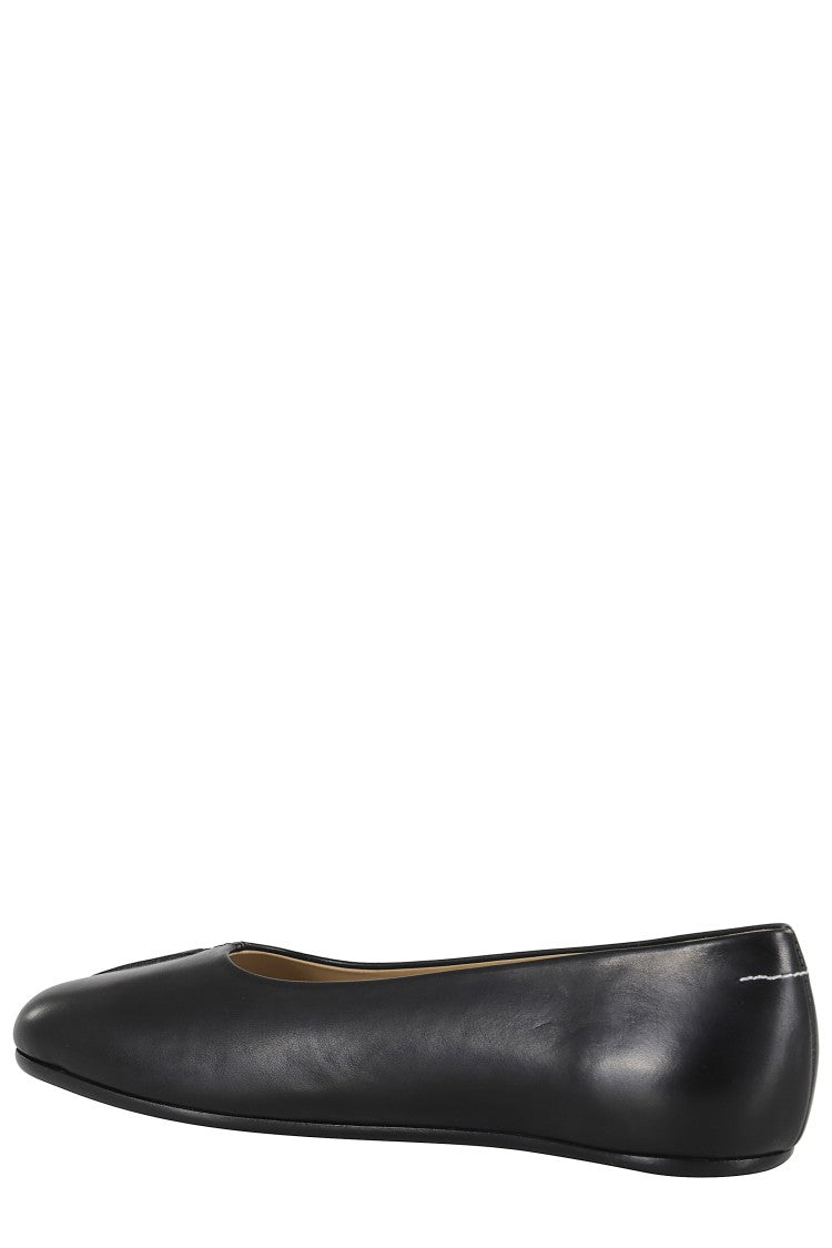 Mm6 By Maison Margiela Square Toe Ballerina Flats With Logo Stitching