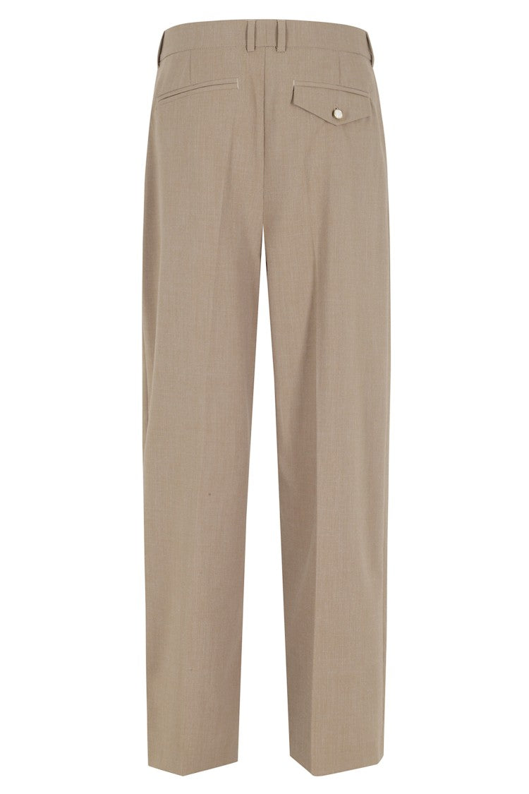 Thestroy Anthem Beige Double-Darted Wide-Leg Trousers