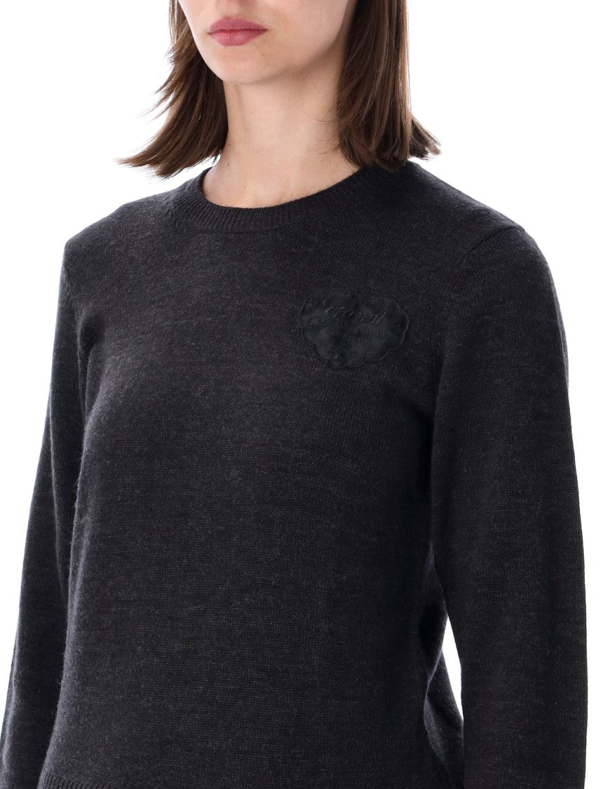 Ganni Lace-Detail Crewneck Sweater With Relaxed Fit