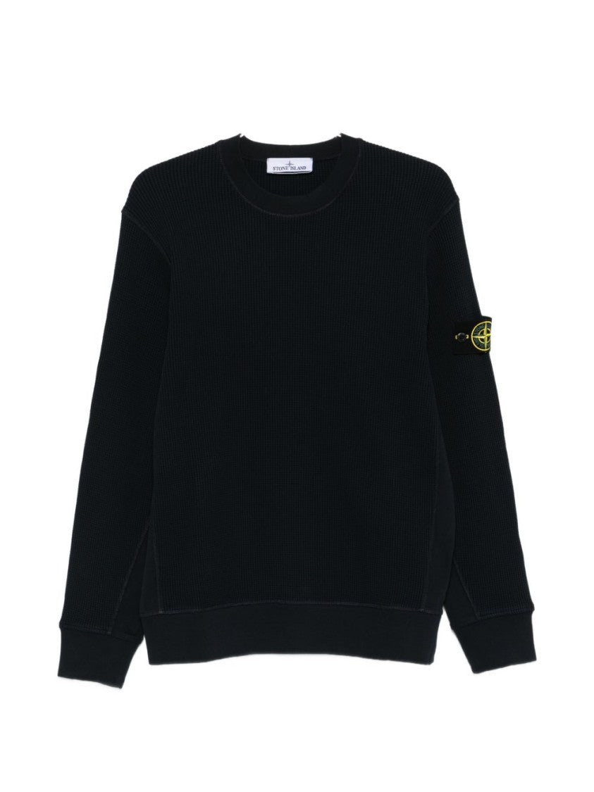 Stone Island Long Sleeve Ribbed Pullover With Distinctive Patch