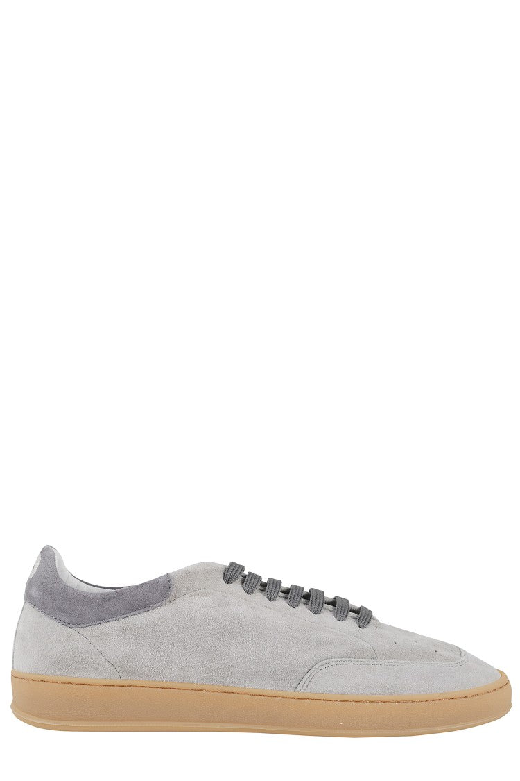 Soldini Hobbes Amalfi Suede Sneakers With Perforated Toe